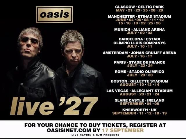 Oasis officialise sa tournée Live ’27 et s’installera au Stade de France !
