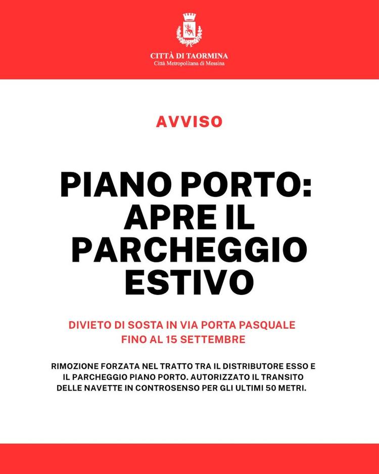 PIANO PORTO: APRE IL PARCHEGGIO ESTIVO. NUOVE DISPOSIZIONI PER LA VIABILITÀ Per agevolare la mobilità durante il periodo...