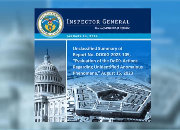Titel der öffentlichen Zusammenfassung des Berichts des Generalinspekteurs des US-Verteidigungsministeriums zum Umgang mit UFOs/UAP.Copyright: US Dept. of Defense
