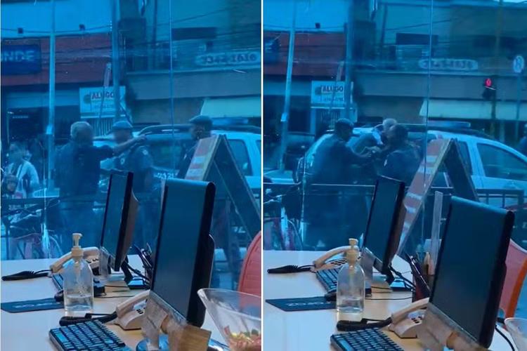 Homem discute com PMs, leva tapa no rosto e é detido por desacato no litoral de SP; VÍDEO