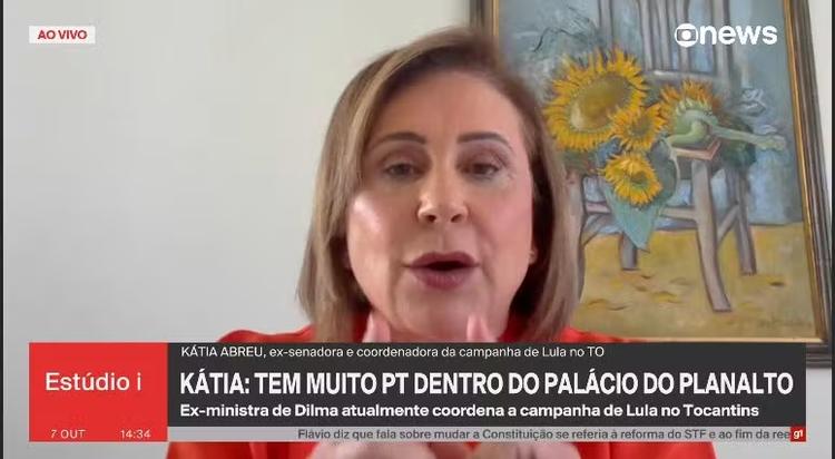 'Primeira-dama está ocupando espaço maior que Alckmin', diz Kátia Abreu sobre campanha de Lula