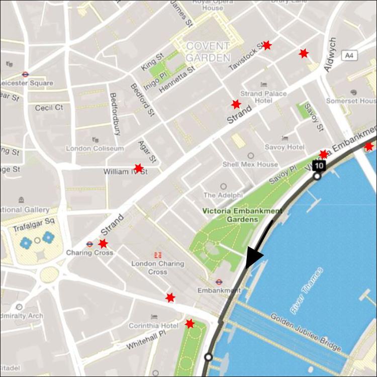 Part 10 of London Cycle Thames Circular continuing passed Victoria Embankment Gardens along the Cycle Superhighway