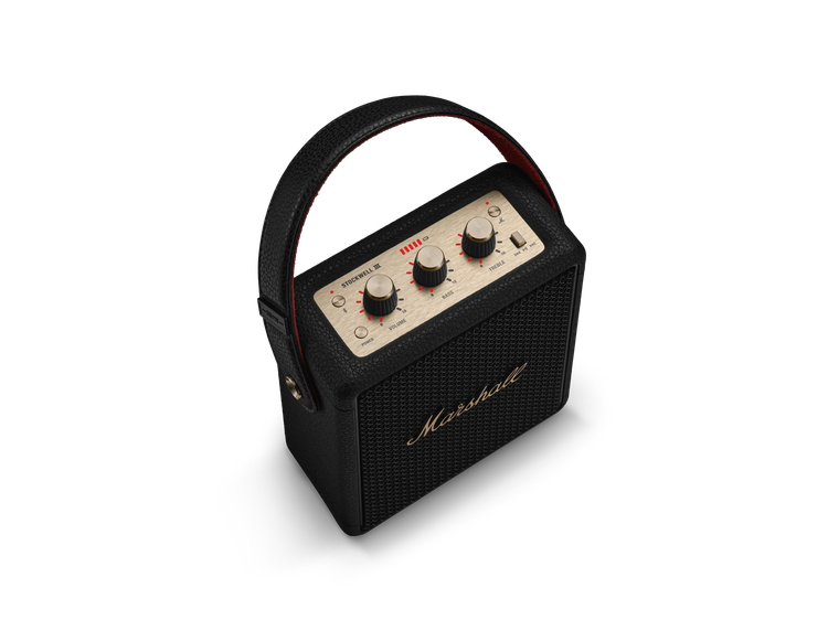 top down view of black marshall stockwell III speaker