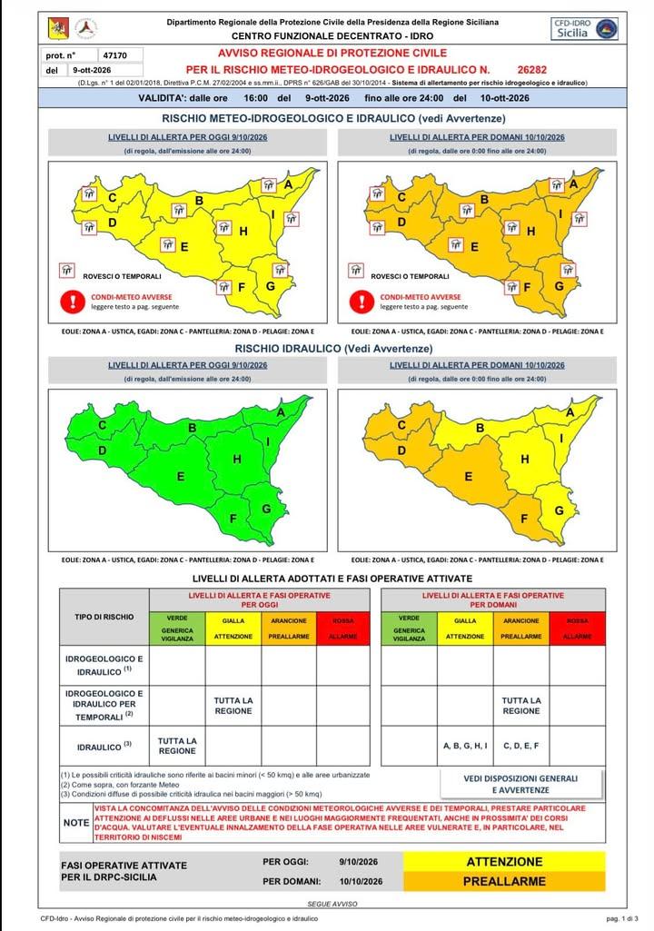 ⚠️🌧️ ALLERTA METEO ARANCIONE 📢 La Protezione Civile Regionale ha diramato un’allerta meteo ARANCIONE per rischio meteo...