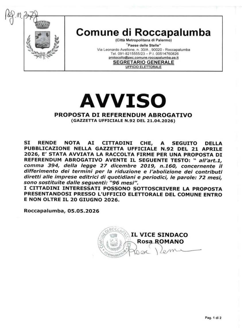 Comune di Roccapalumba Posted