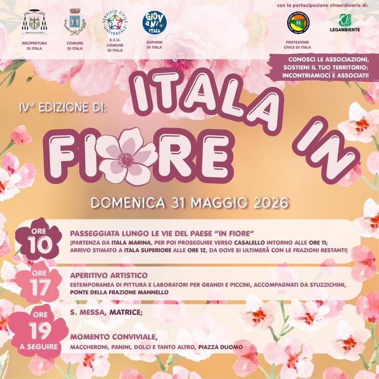 🌺 Torna l'appuntamento con la bellezza a Itala!  💐🌸🌺Siamo felici di annunciarvi la IVª Edizione di ITALA IN FIORE! U...