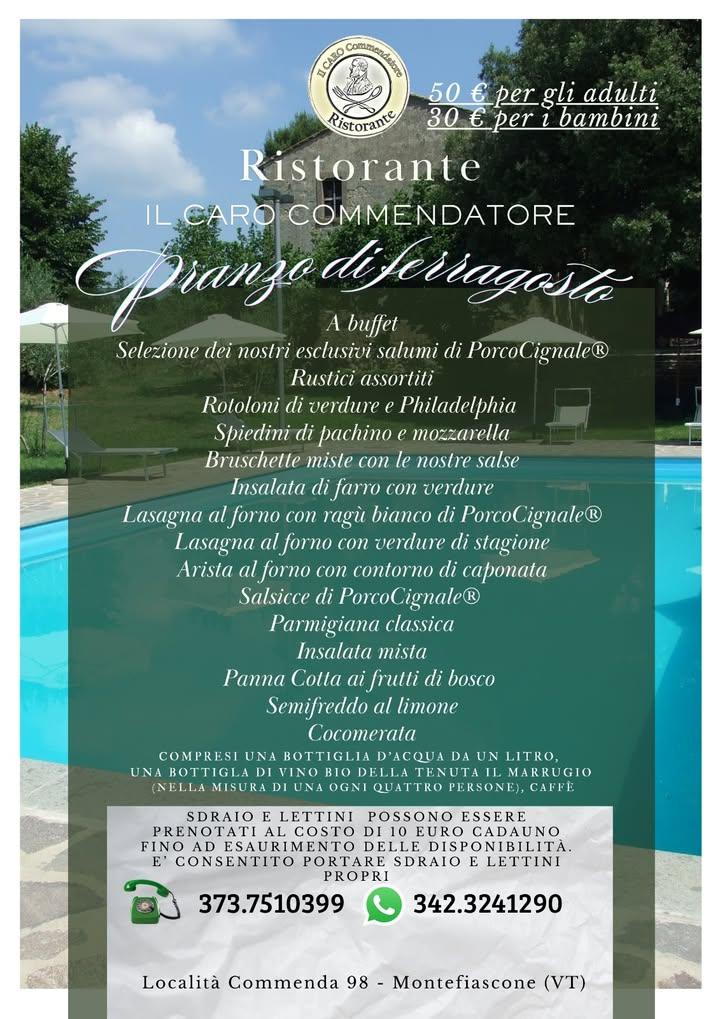 ☀️ UN FERRAGOSTO DA VIVERE TRA SAPORI, RELAX E PISCINA ☀️ 📅 Sabaro 15 agosto Il Caro Commendatore