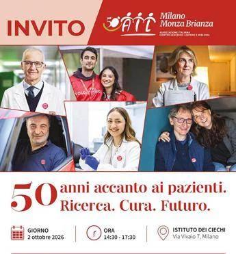 Tumori, Ail Milano Monza Brianza: "50 anni con i pazienti e per la ricerca onoematologica"