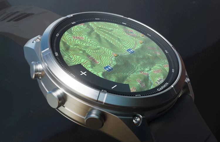 a topographic map displayed on the garmin fenix 9