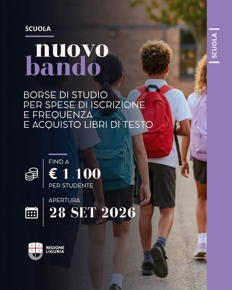 Dalla Regione Liguria i nuovi bandi per le borse di studio scolastiche ( spese di iscrizione/ frequenza e rimborso libri...