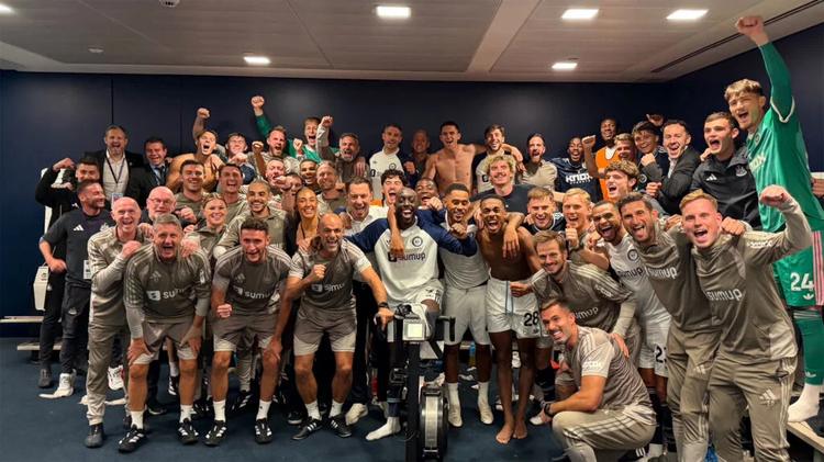 Newcastle United Team Dressing Room Celebration Victory Spurs Premier League