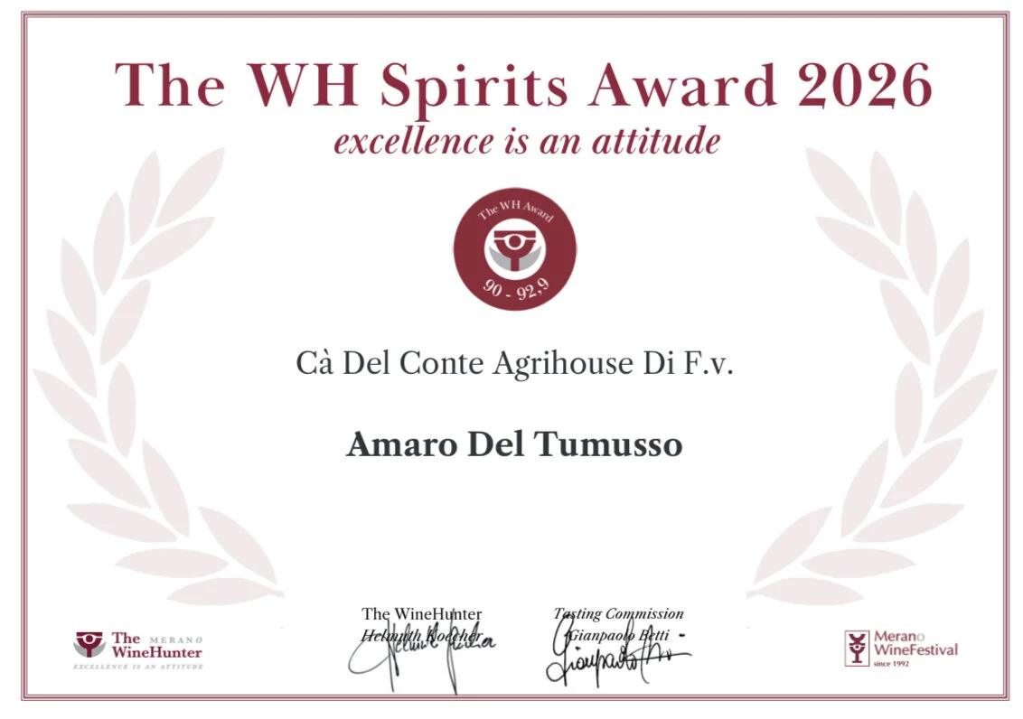 Amaro del Tumusso, oltre 20 riconoscimenti e una nuova consacrazione: arriva The WineHunter Award 2026