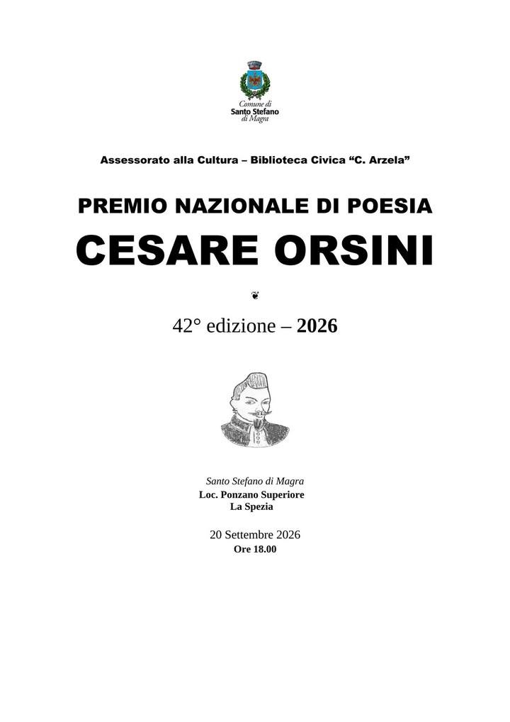 42° edizione Premio Nazionale di Poesia Cesare Orsini Quest'anno il Premio Nazionale di Poesia Cesare Orsini giunge alla...