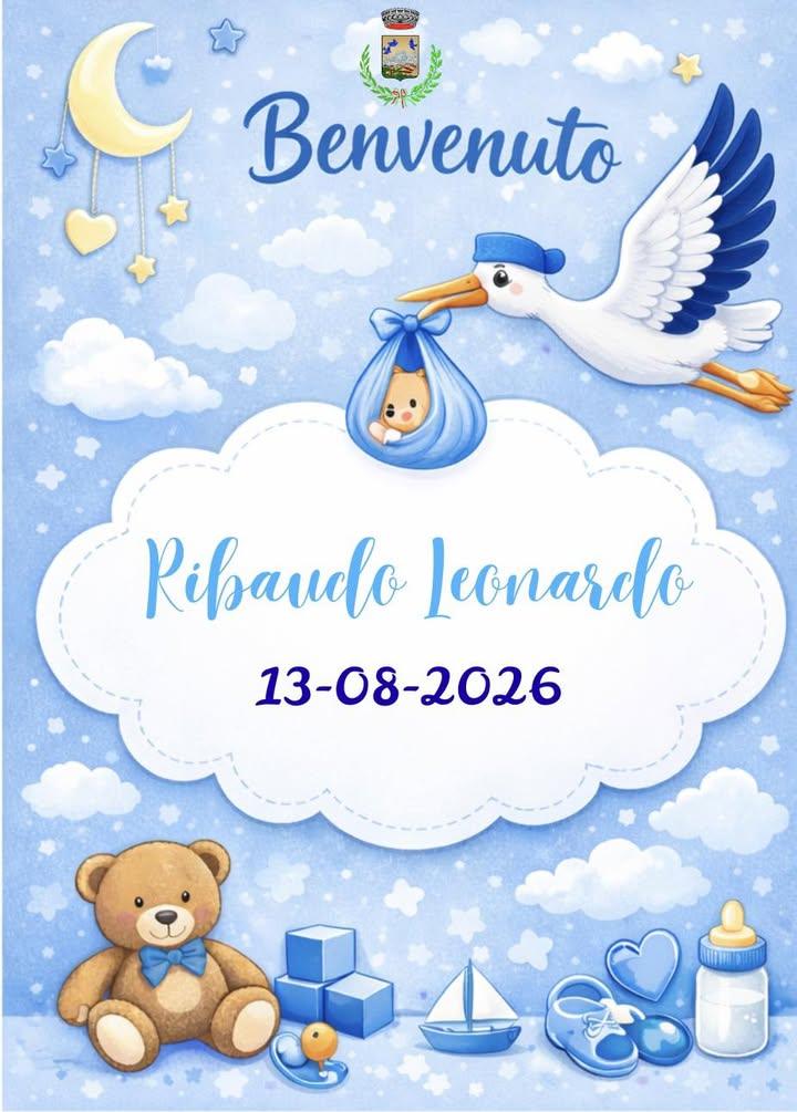 👶💙 Benvenuto, Leonardo! 💙👶 L’Amministrazione Comunale porge il più caloroso benvenuto a Ribaudo Leonardo, nato il 13...