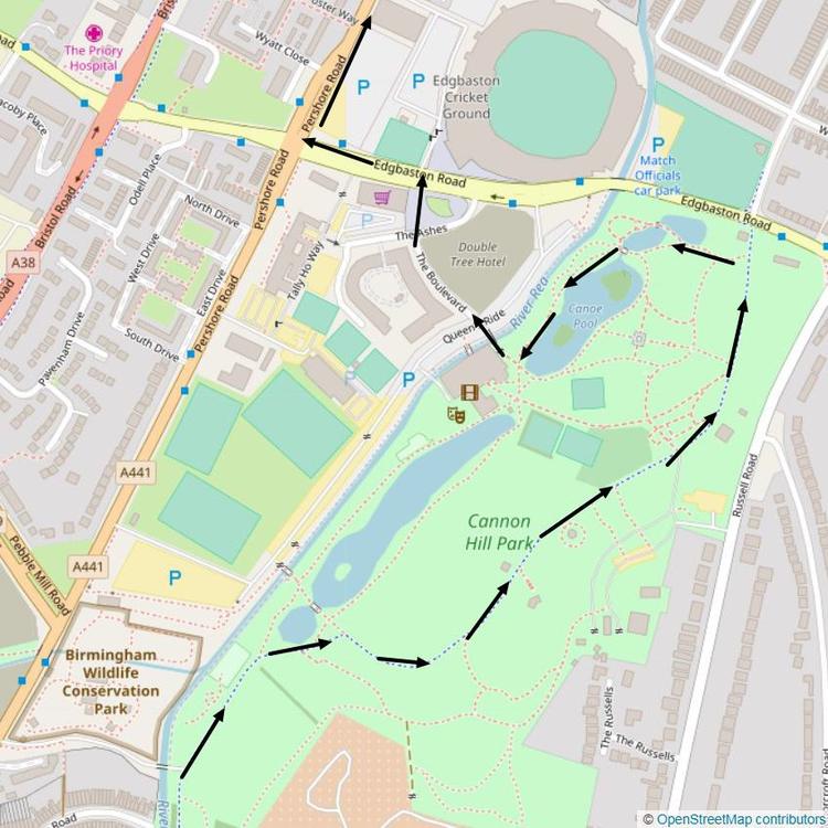 Part 6 of the 21km (Half Marathon) Run Loop Birmingham exiting at the MAC Arts Centre gate onto Edgbaston Road