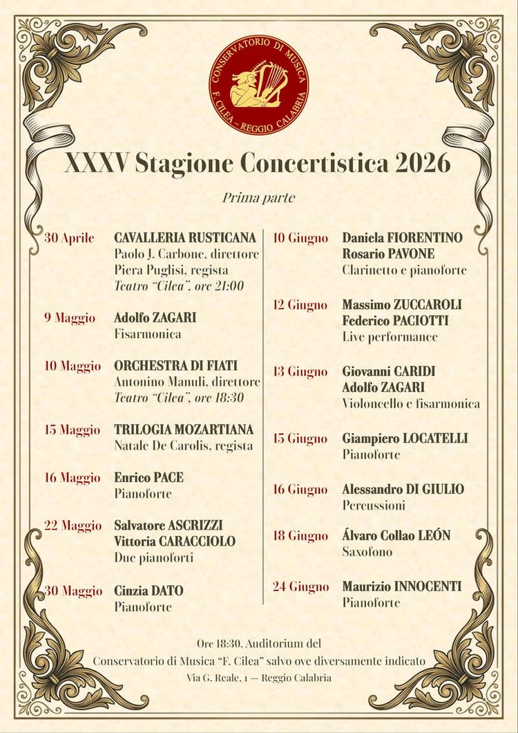 XXXV Stagione concertistica del Conservatorio Cilea - Prima parte