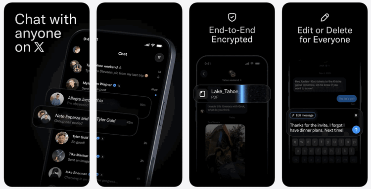 X App Chat-Funktion auf Smartphone-Bildschirm