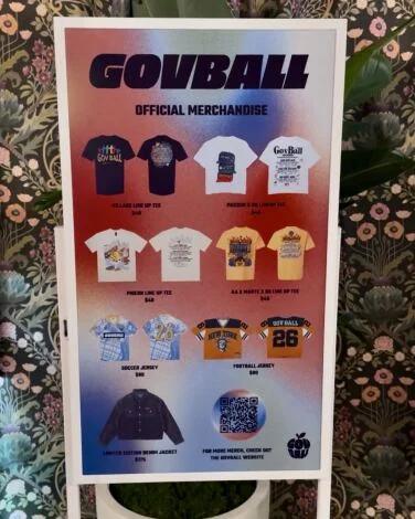 samsung epaper technology on display with governor's ball merchandise