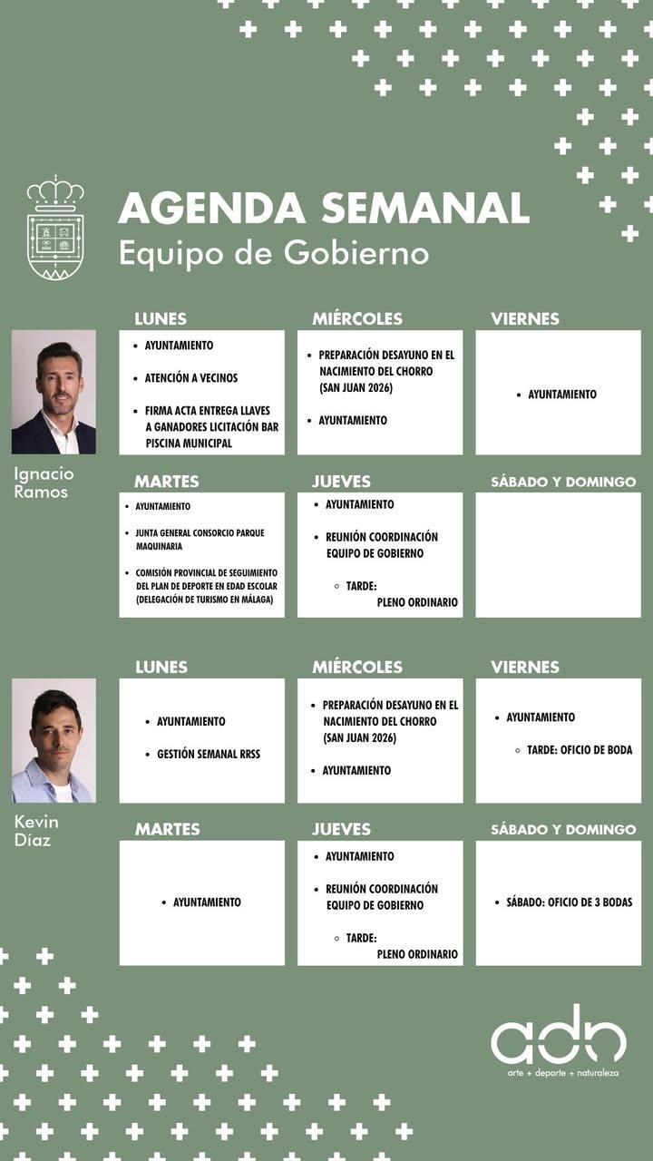🗓️ AGENDA SEMANAL EQUIPO DE GOBIERNO (22 JUNIO - 28 JUNIO) ✅ Queda publicada la programación con todos los eventos, act...