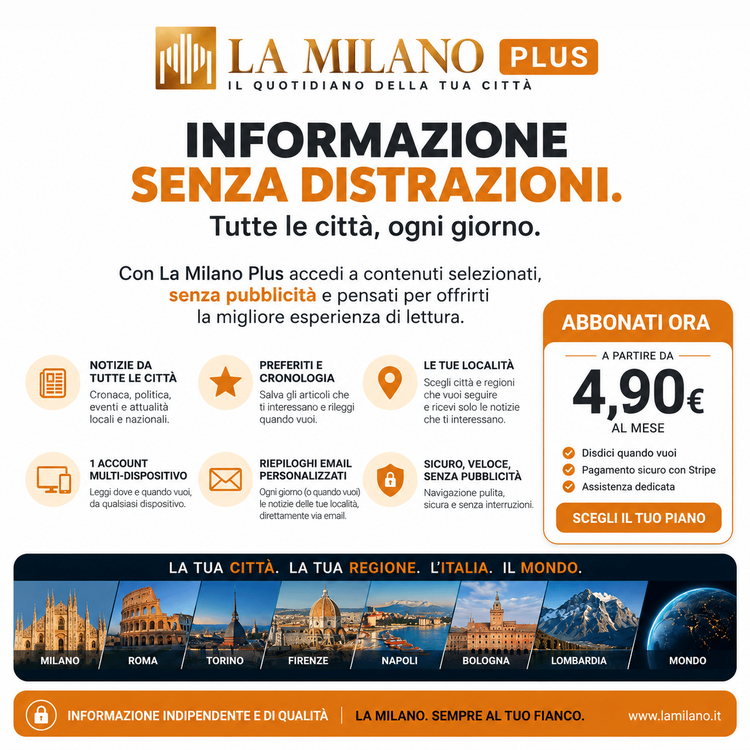 La Milano Plus l'informazione che si adatta a te, senza pubblicità e con notizie personalizzate