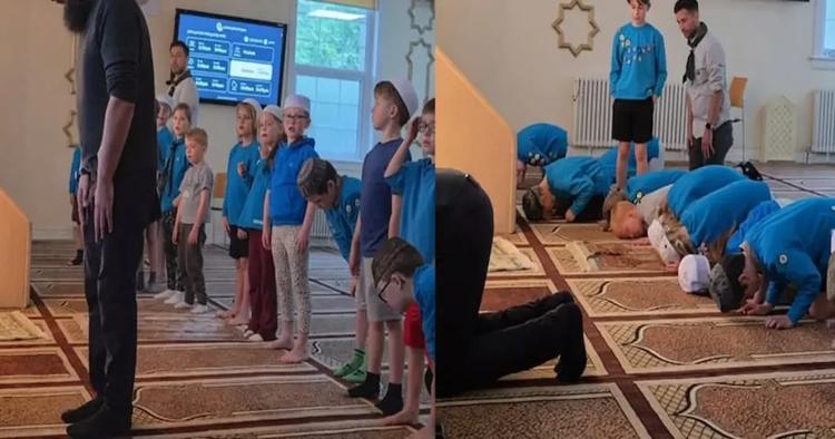 Niño cristiano se niega a arrodillarse y hacer oración islámica dentro de una mezquita