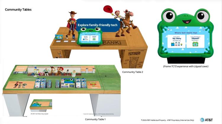 renderings of the toy story 5 experiences at at&t stores
