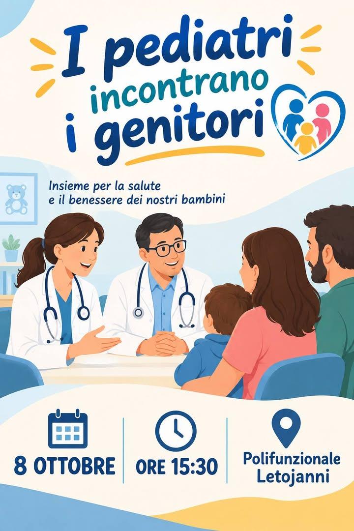 👨‍⚕️👩‍⚕️ I PEDIATRI INCONTRANO I GENITORI 🧸8 OTTOBRE - POLIFUNZIONALE Un appuntamento dedicato a mamme e papà, per as...