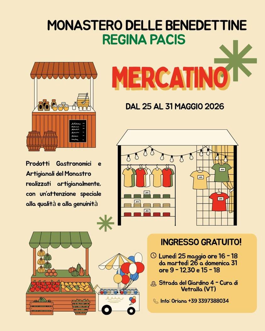 👘🍯 MERCATINO DEL MONASTERO 🍯👘 🏺🌿🍯 Dal 25 al 31 maggio presso il Monastero "Regina Pacis" delle Monache Benedettin...