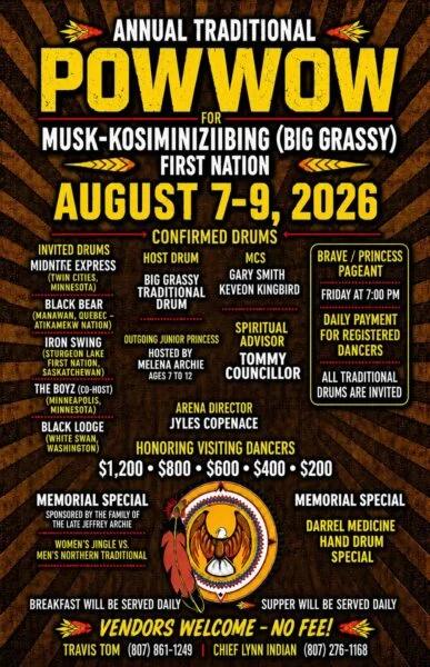 Musk-kosiminiziibing (Big Grassy River) Traditional Pow Wow 2026