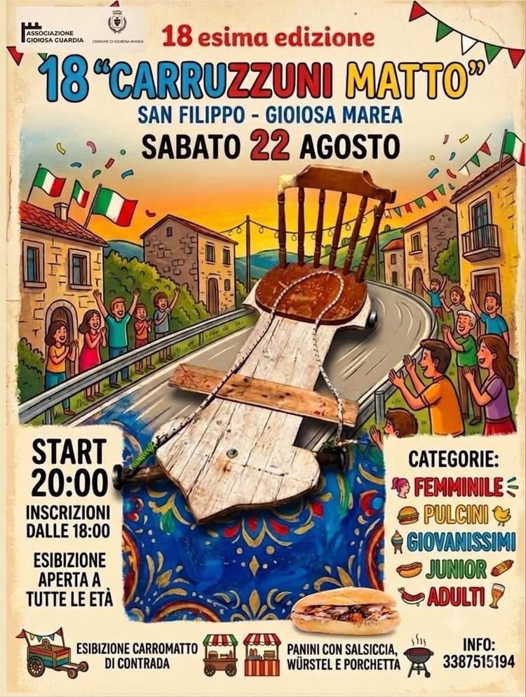 🎉🛞 18ª EDIZIONE DEI “CARRUZZUNI MATTO” 🛞🎉 A San Filippo – Gioiosa Marea torna uno degli appuntamenti più attesi dell...