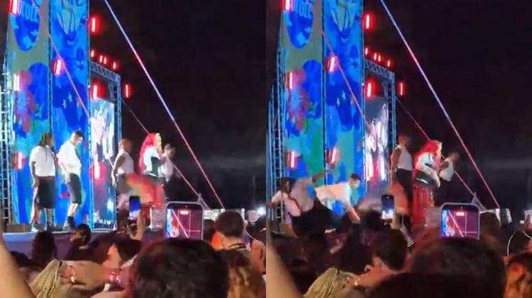VÍDEO: bailarinos caem do palco após parte da estrutura ceder durante show de Gloria Groove em MG
