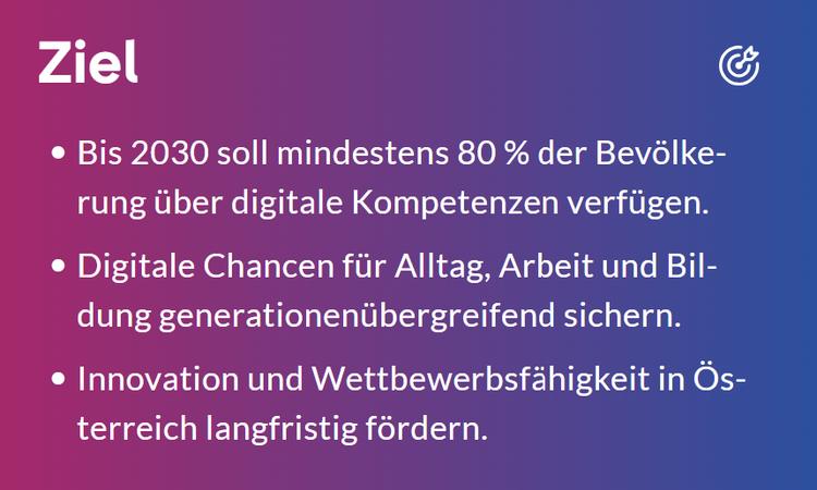 Breite Information und Bildung zu digitalen Kompetenzen. Screenshot Digital Austria