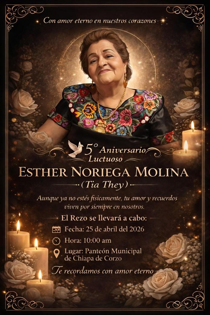 Conmemoran el 5° aniversario luctuoso de “Tía They” en Chiapa de Corzo