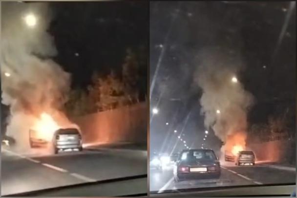 حريق يأتي على سيارة خفيفة بطريق أكدال بمراكش