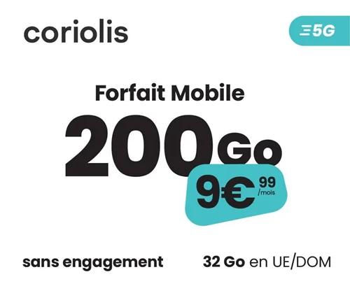 🔖 Coriolis Telecom, forfait 5G illimité/200Go à 10€/mois