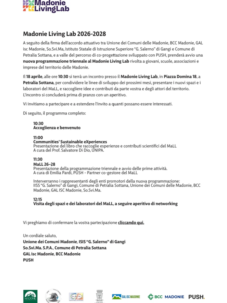 🔹️MADONIE LIVING LAB 2026-2028🔹️ A seguito dell'accordo firmato tra diversi Enti e del percorso di co-progettazione sv...