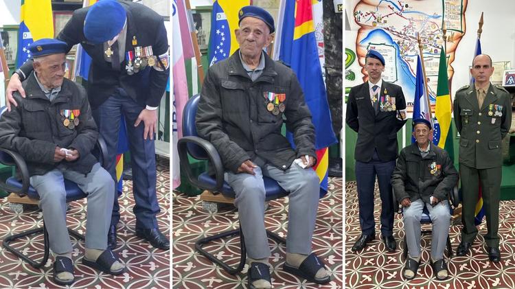 VÍDEO: único veterano da Segunda Guerra Mundial que ainda vive no ES recebe homenagem aos 103 anos
