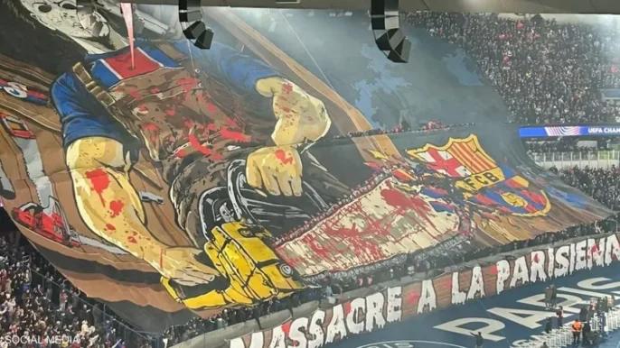 لافتة “مرعبة” تفجر أزمة بين برشلونة وباريس سان جرمان