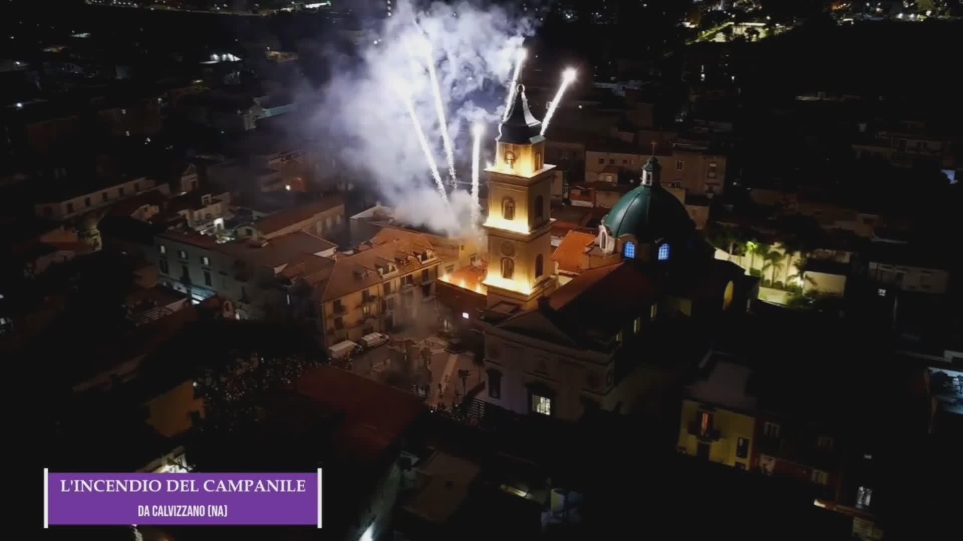 Rivedi la diretta dell’incendio del campanile di Calvizzano