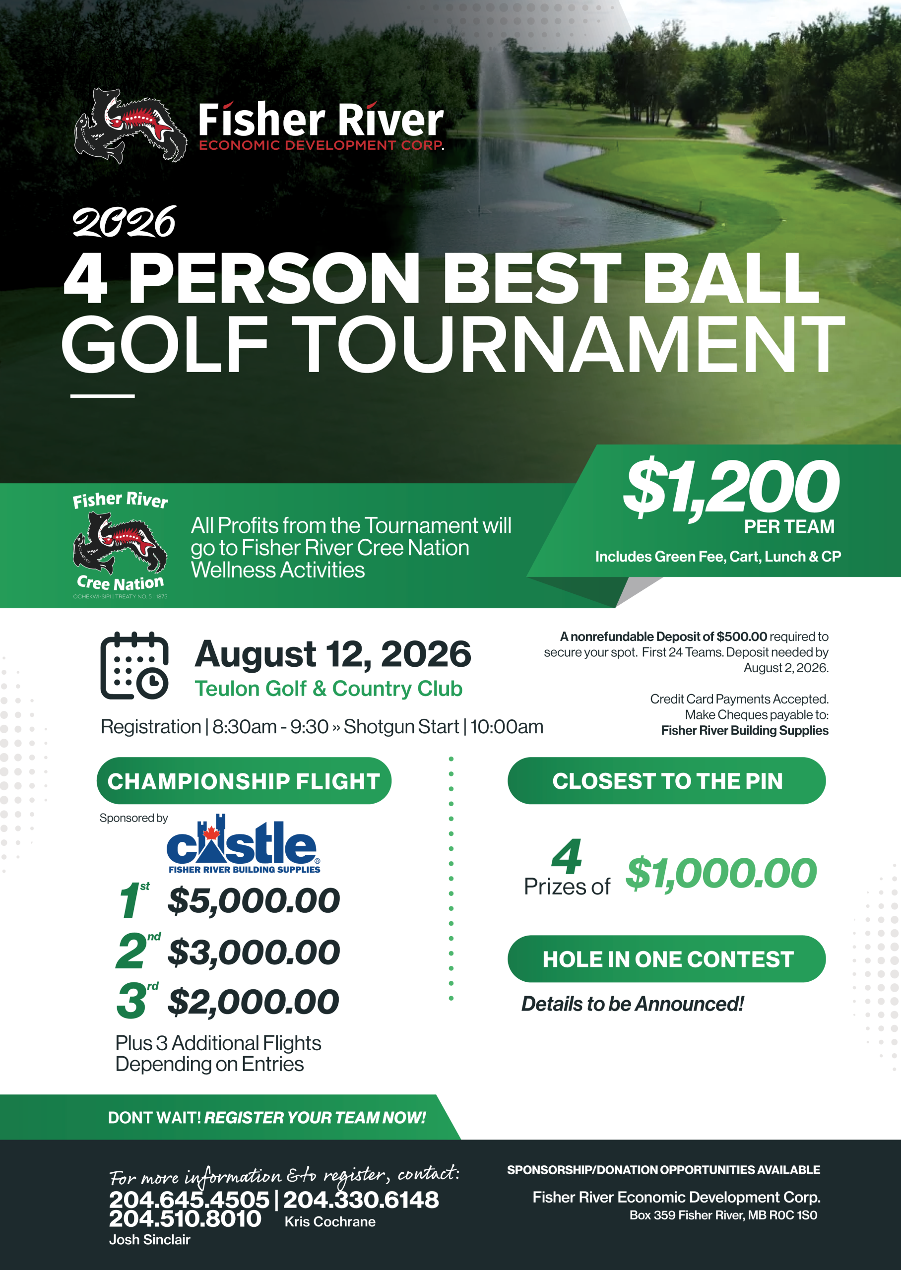 2026 FRED Corp. 4 Person Best Ball Golf Tournament – August 12