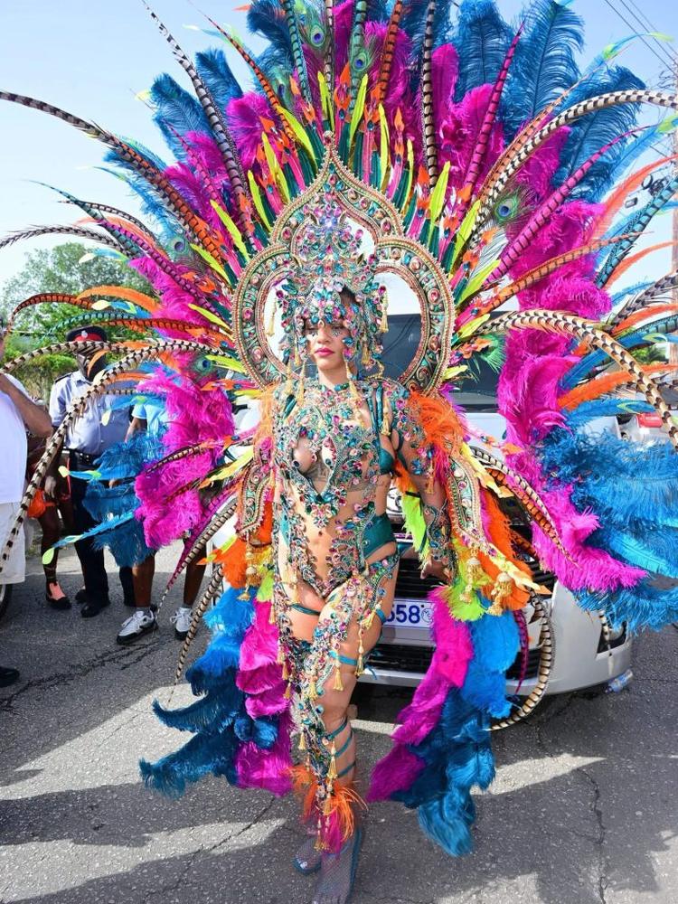 Rihanna at Crop Over 2026 in another Lauren Austin original. (Lauren Austin Instagram image)