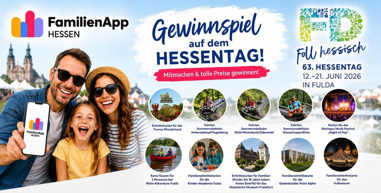 🎉 Gewinnspiel der FamilienApp Hessen auf dem Hessentag 2026 🎉