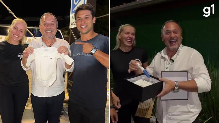 Teste de gravidez ou 'caneta de Mounjaro'? Sogro confunde presente, demora a entender que será avô e reação viraliza; VÍDEO
