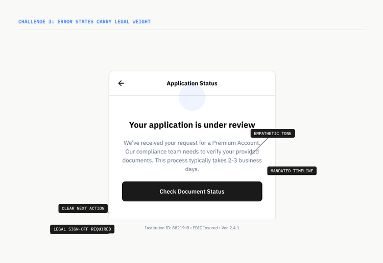 Example of a form where pending status is clarified through design