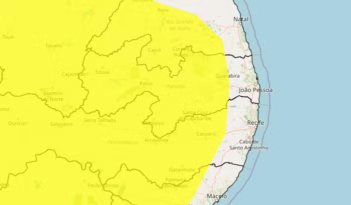 Inmet alerta para baixa umidade do ar em mais de 180 cidades da Paraíba; veja quais