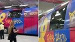 Violencia en las llegadas del Clásico: el bus del Barça, apedreado por sus hinchas; el del Madrid, una luna rota