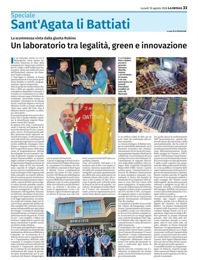 Governare con metodo, programmazione, progettualità, rigore, ovvero il “modello Battiati”. Grazie al quotidiano La Sicil...
