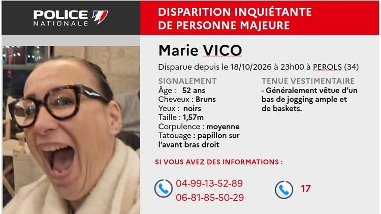 Hérault : disparition inquiétante d'une femme de 52 ans