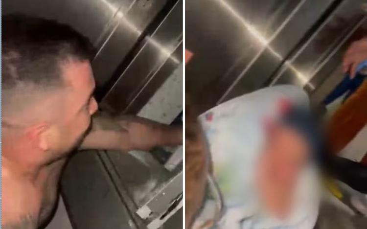 Pai com recém-nascido se desespera ao ficar preso em elevador de maternidade após o parto; vídeo