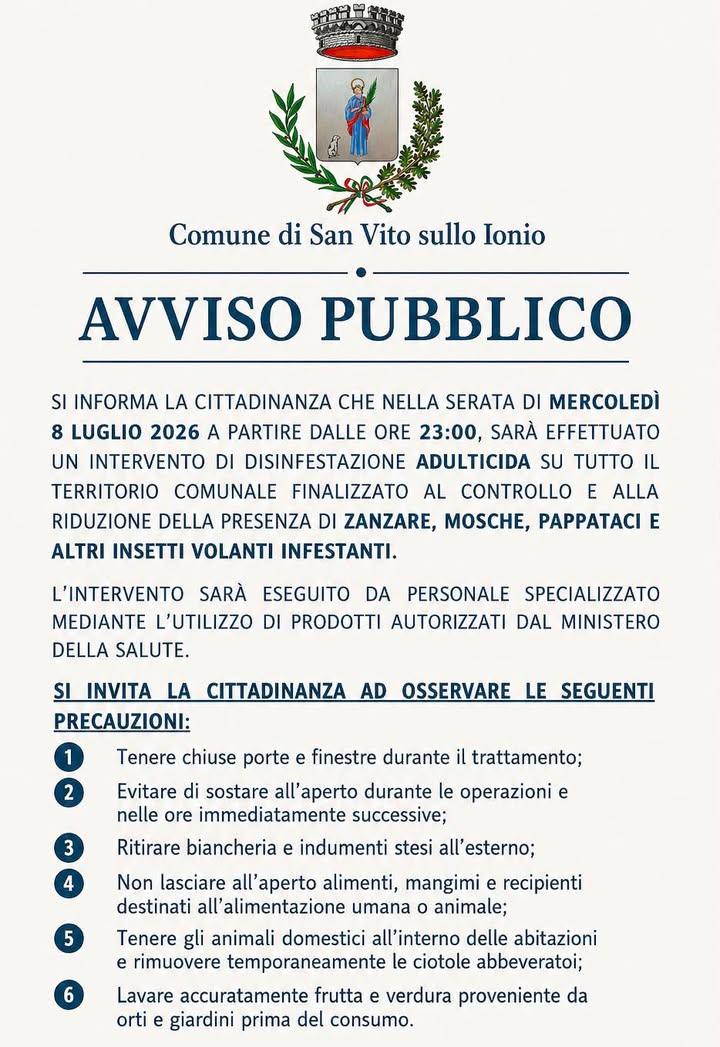 ⚠️ intervento di disinfestazione